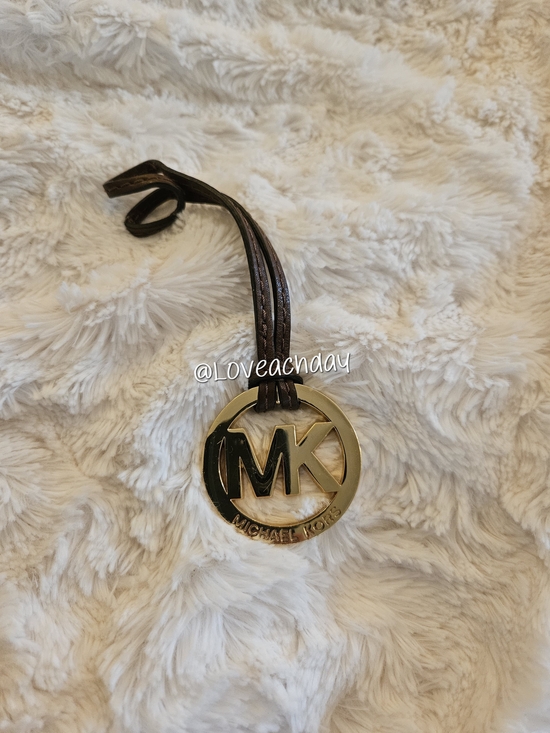 Michael Kors Handbags - Michael Kors✨️Gold MK Circle Bag Charm with Brown Strap
